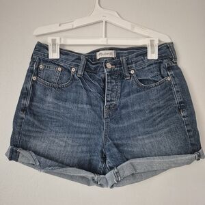 Madewell Medium Wash Snap Rolled Cotton Denim Jean Shorts
